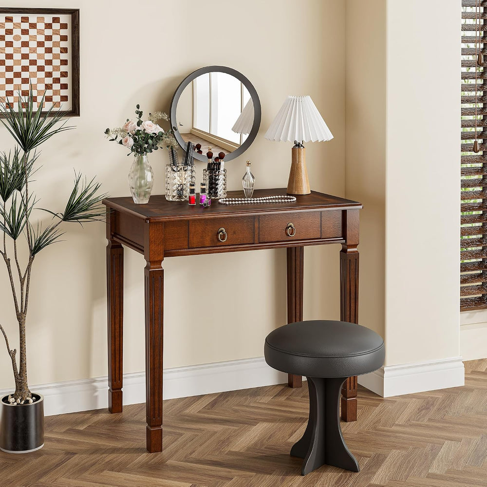 Cherry Walnut Writing Desks with Drawers, 31.5" Mid-Century Modern Compu...