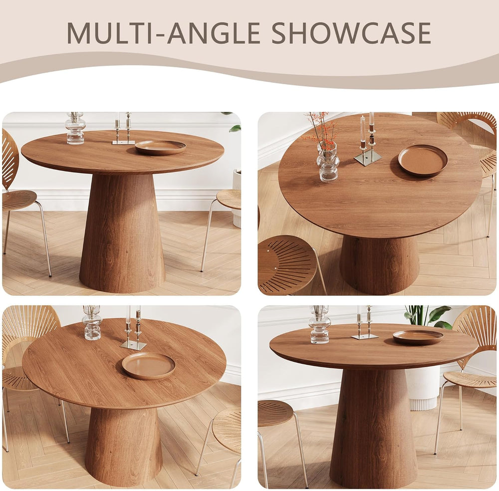 JUSTONE 43.3" Round Dining Table for 4-6,Wood Farmhouse Rustic Kitchen T...
