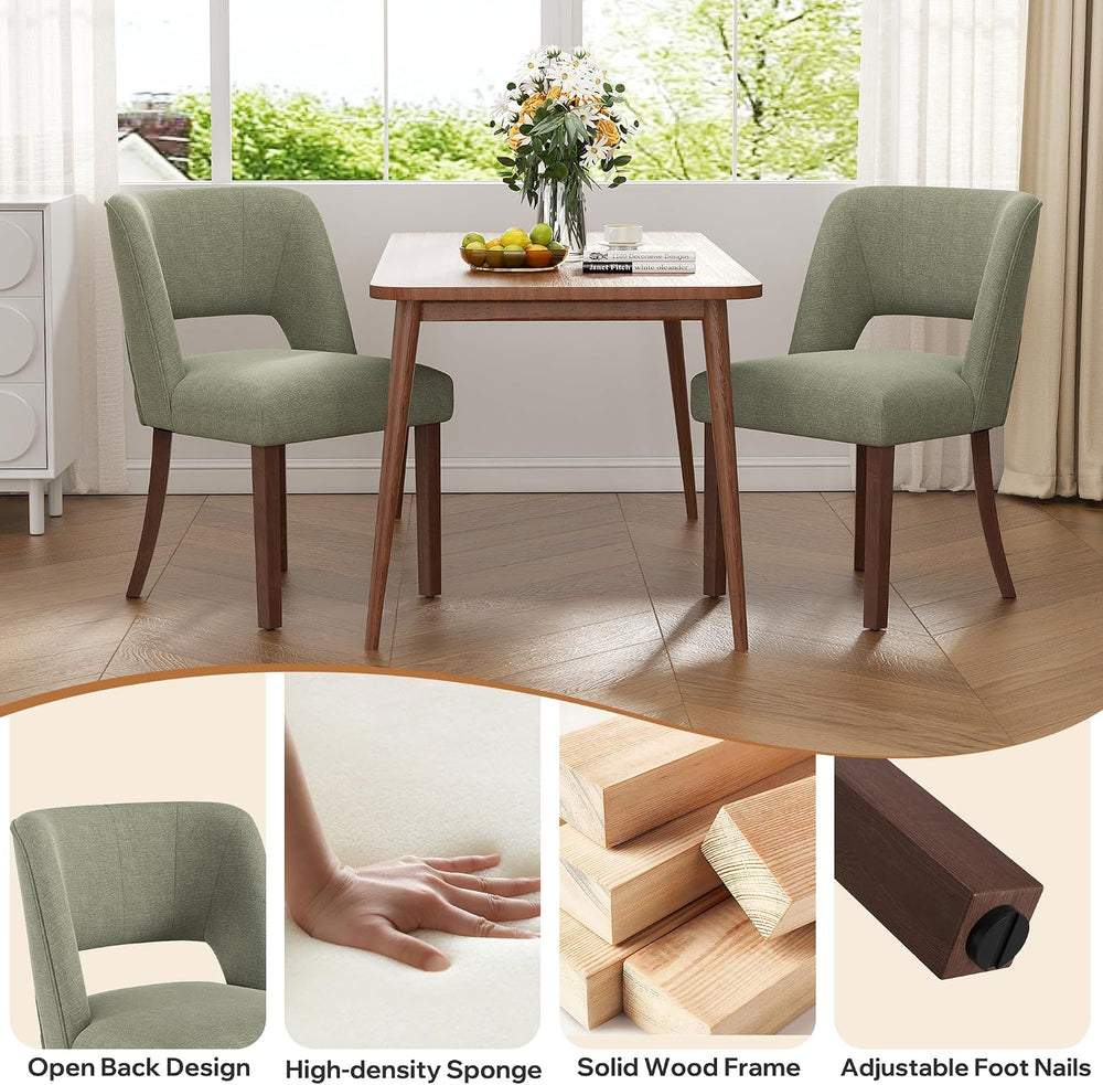 Dining Chairs Set of 6,Modern Dining Room Chairs with Thick Cushions,Linen Up...