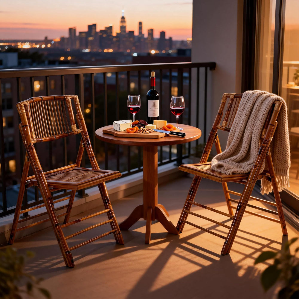 2 Pack Certified Bamboo Folding Chair, Completely Upgraded Foldable Vintage D...