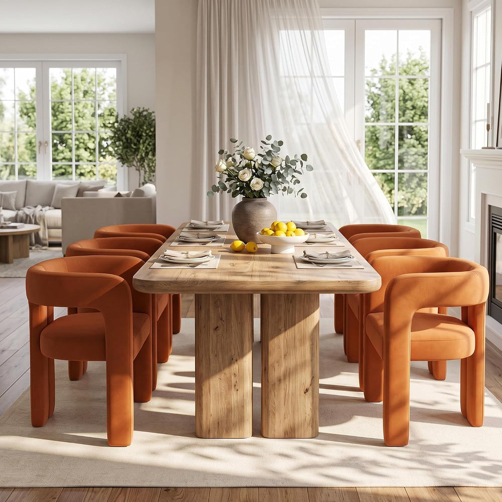VESCASA Modern Barrel Dining Chairs Set of 6 with Open Back, Orange Velvet
