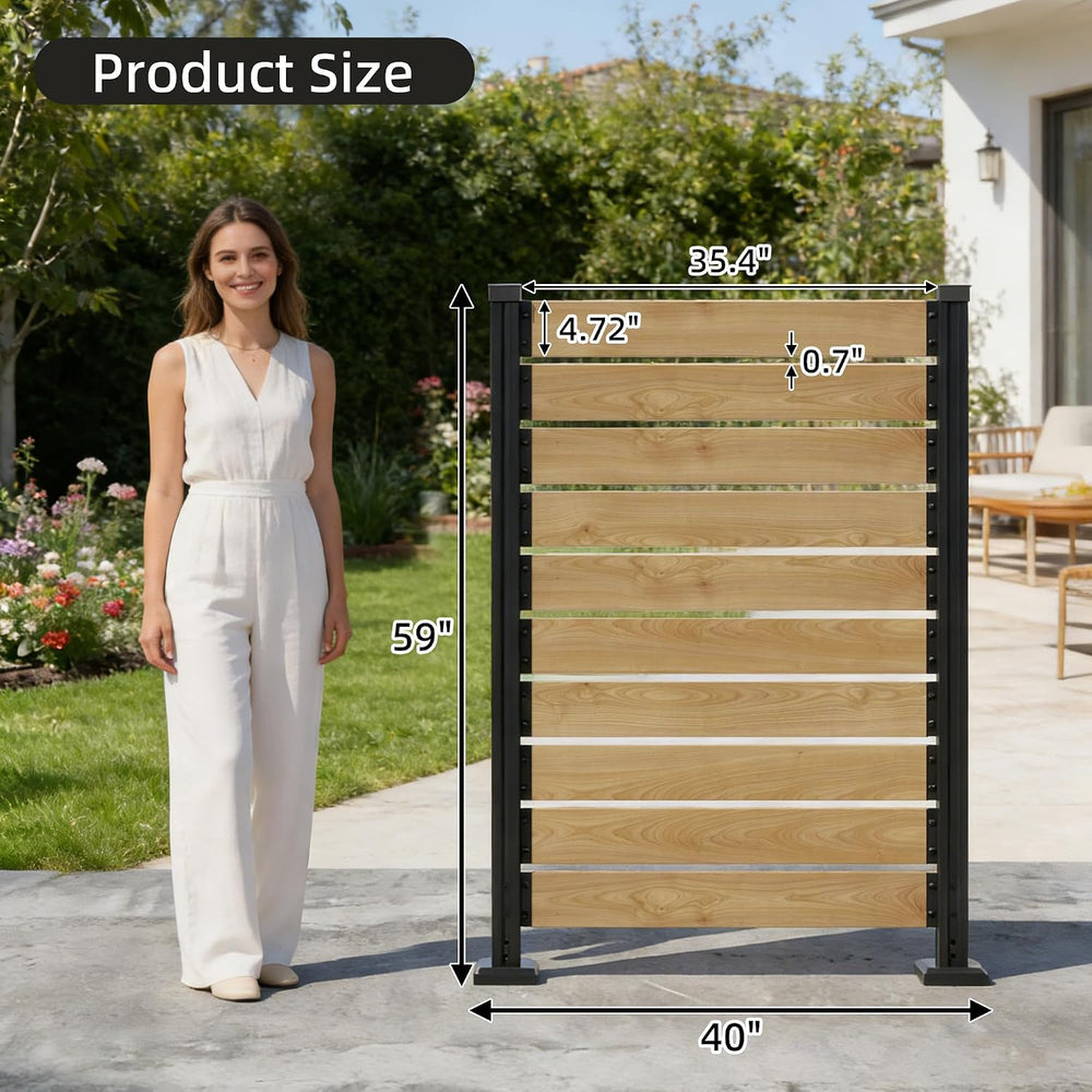 60''H x 40''W Outdoor No Dig Cedar Wood Fence Privacy Screen