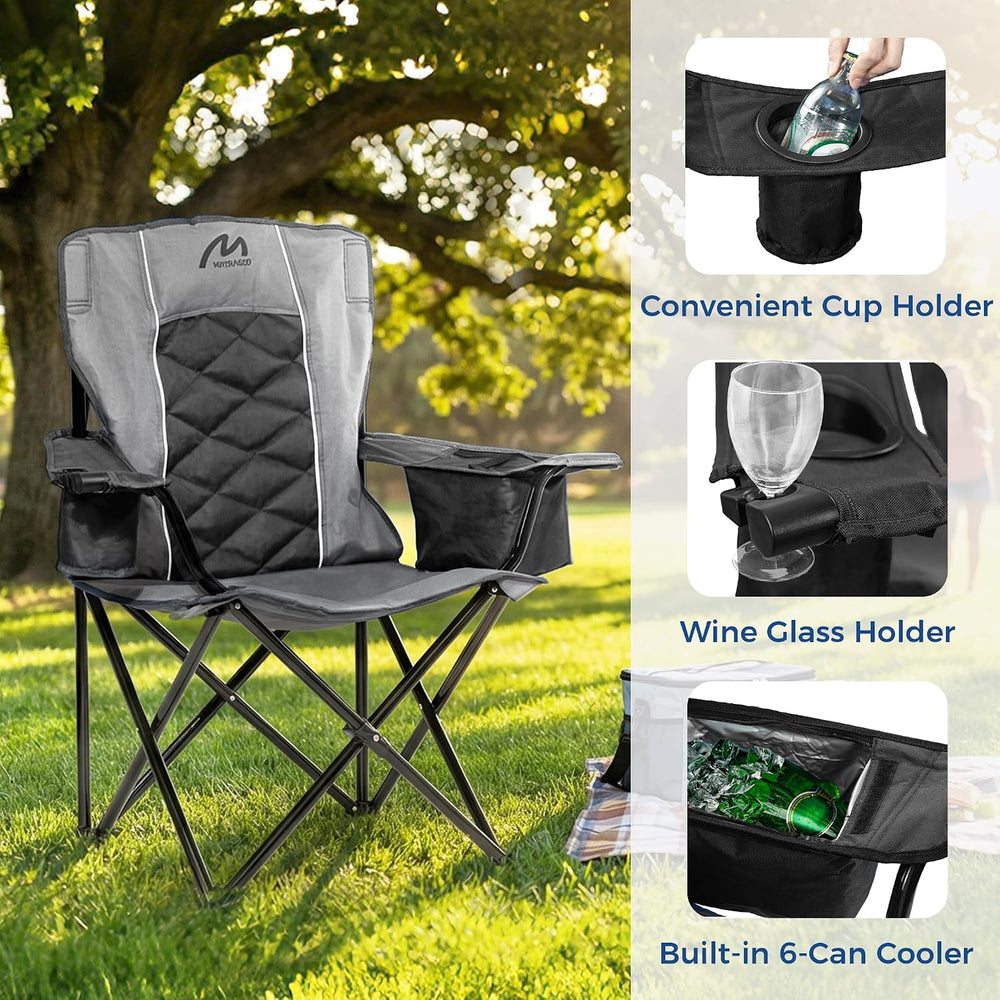 Oversized Padded Camping Chair, Heavy Duty Steel Frame, 450 lb Capacity, Fold...