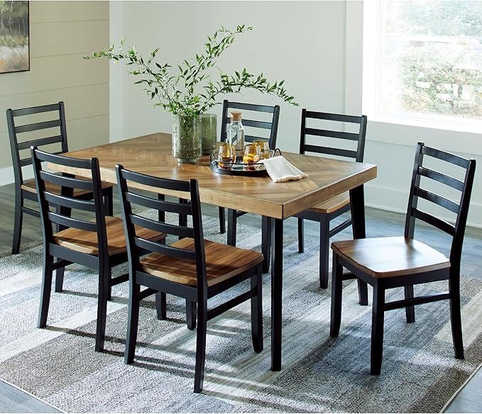 Signature Design by Ashley Blondon Rectangular Dining Room Table Set with 6 C...