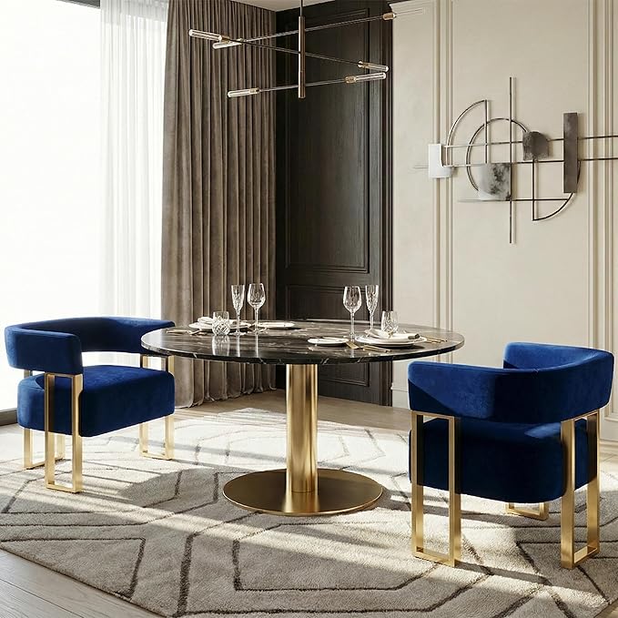 STHOUYN Modern Black Boucle Dining Chairs Set of 4 with Gold Metal Legs, Mid ...
