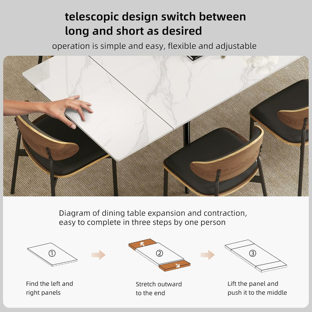 62.9"-94.4" Modern Extendable Dining Table for 6 to 10 Seats, Recta...