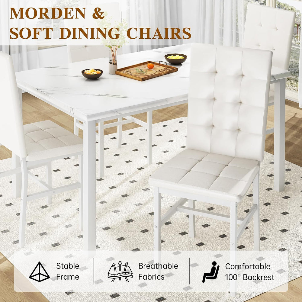AWQM Dining Table Set for 4, Kitchen Table and Chairs Set, White