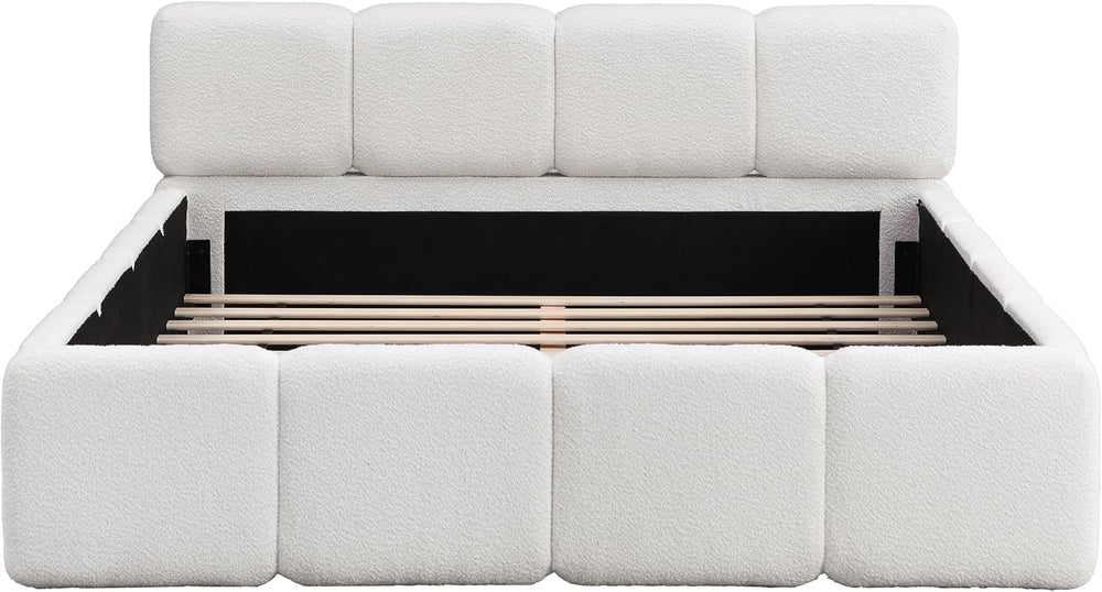Christopher Knight Home Hazel Queen Size Platform Bed, Boucle Thick Headboard...
