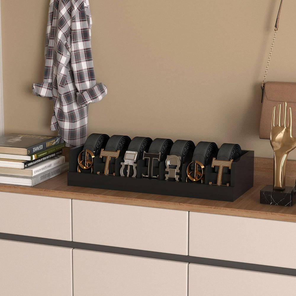 Belt Organizer for Drawer - Bamboo Belt Storage Organizer | Belt Rack for Clo...