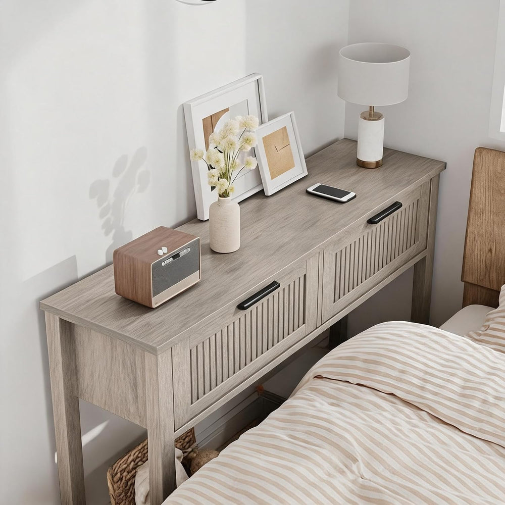 GAOMON Entryway Table with 2 Drawers, Farmhouse 43 Inch Wood Fluted Console T...