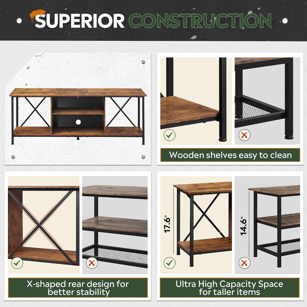 WLIVE Industrial TV Stand for Up to 65 inch TV, Heavy-Duty Metal Frame Entert...