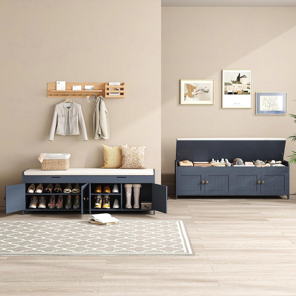 HOMEFORT 54.4" Shoe Bench with Lift Top Storage, Entryway Bench with Cus...