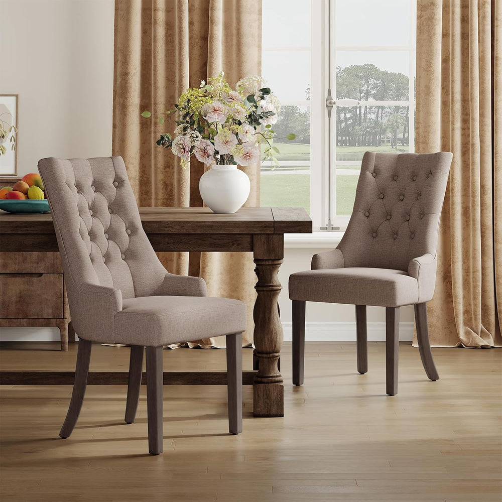 COLAMY Wingback Dining Chairs Set of 6, Taupe