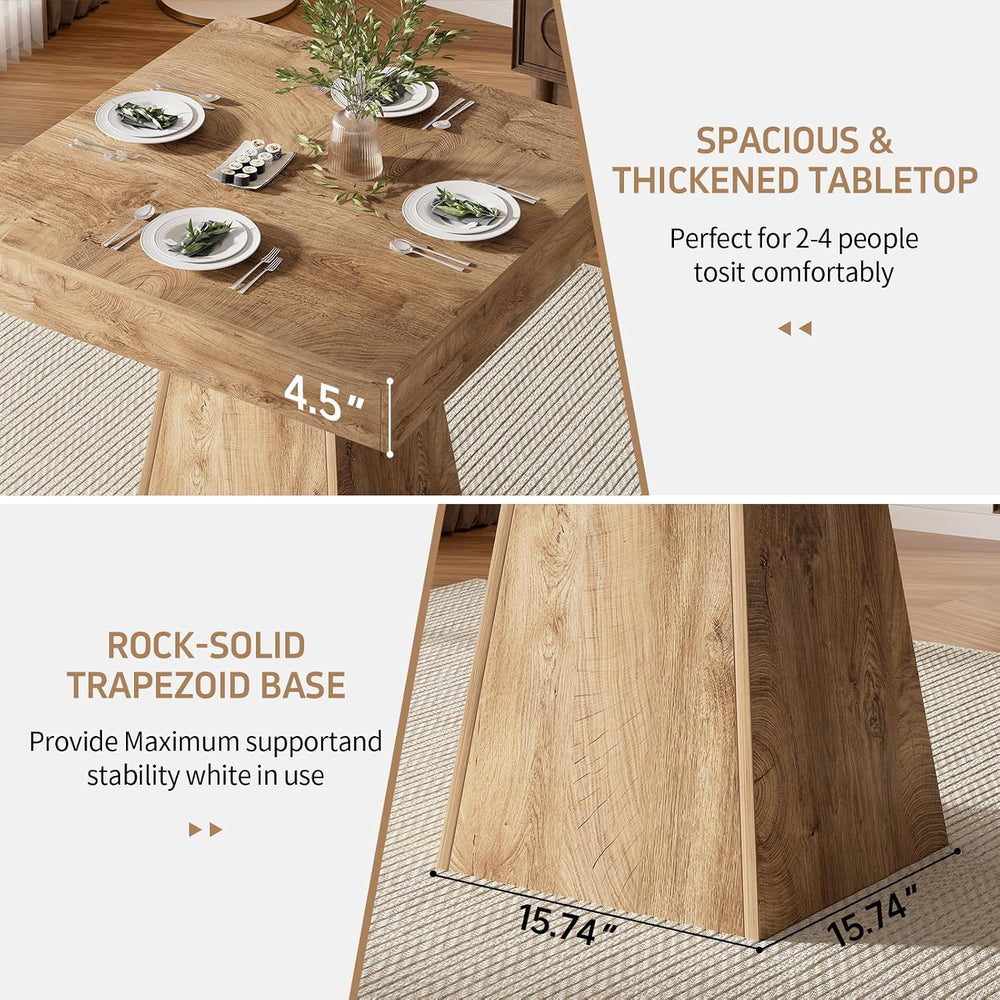Square Dining Table, 31.5-inch Dinner Table for 2-4 People, Kitchen Table wit...