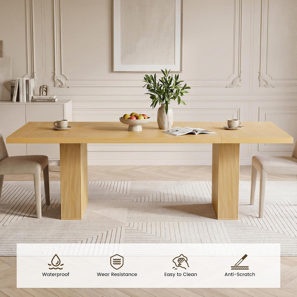 Miereirl 9-Piece Modern Farmhouse Dining Table Set for 8, 78" Kitchen Ta...