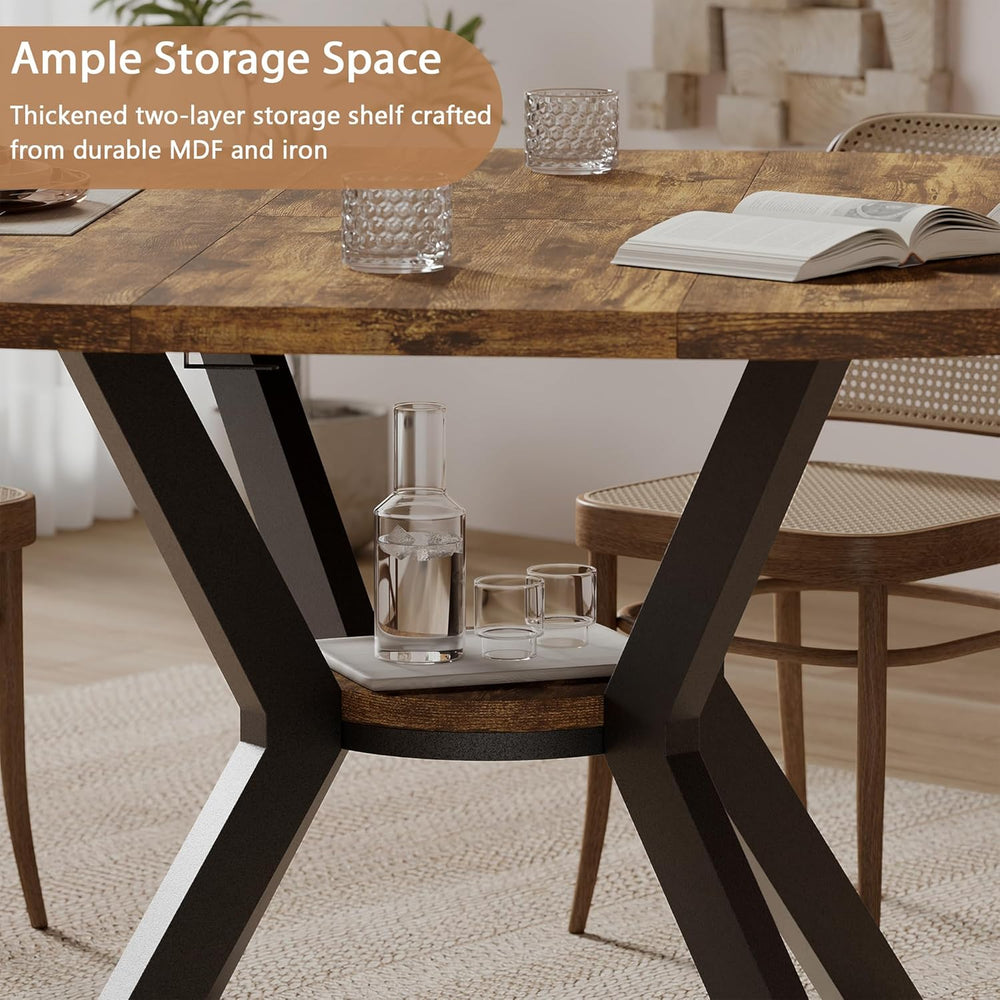 42"-58" Extendable Oval Dining Table for 4-6, Kitchen Round Table w...