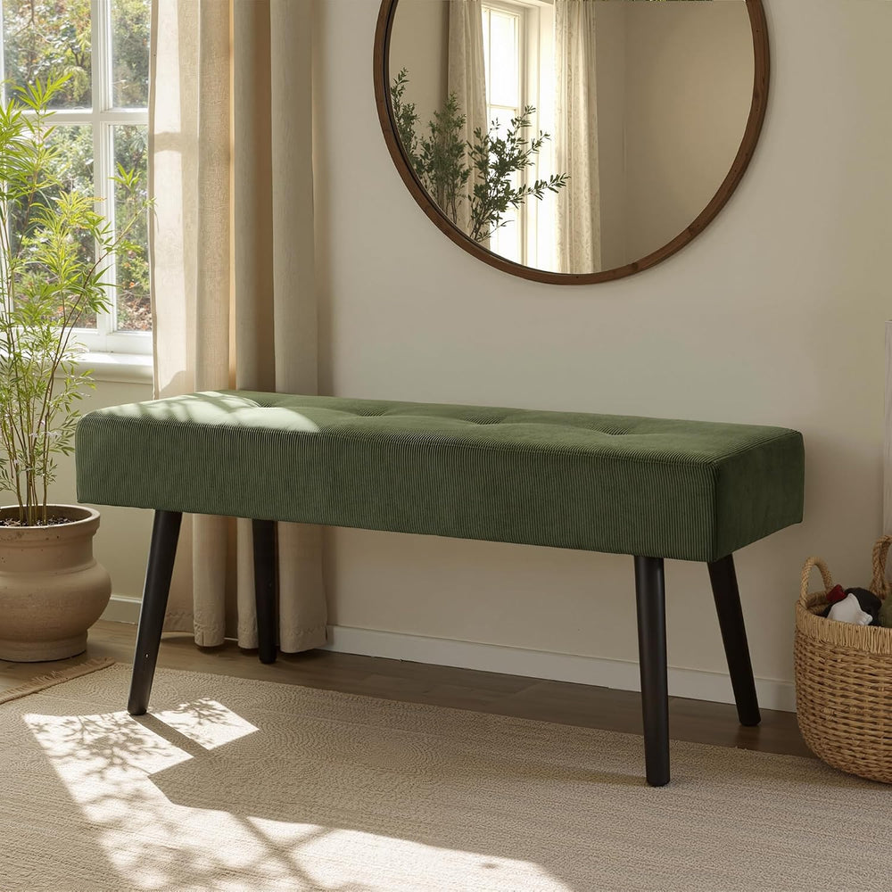 Comfy to go Entryway Bench - Green Bench for Bedroom, Modern Ottoman End of B...