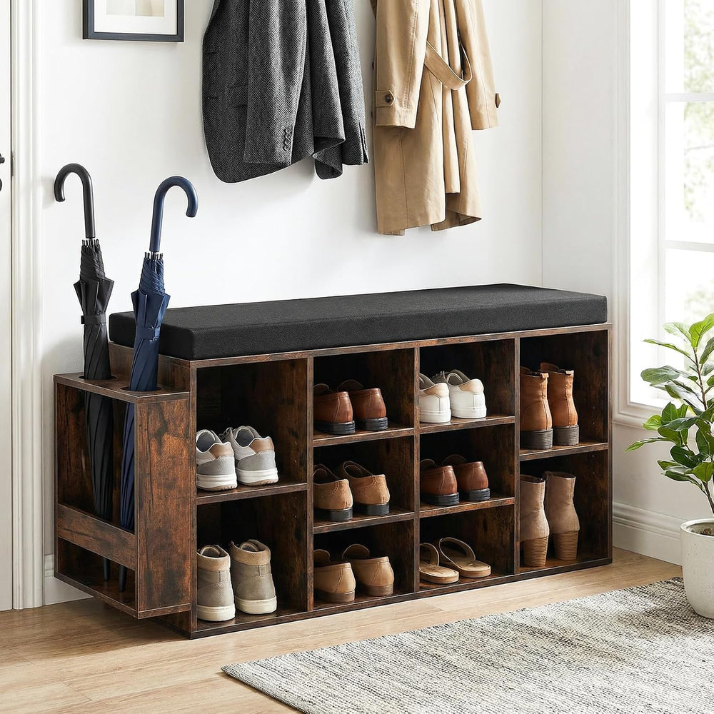 Tangkula Shoe Storage Bench with Umbrella Holder, 40" Shoe Organizer wit...