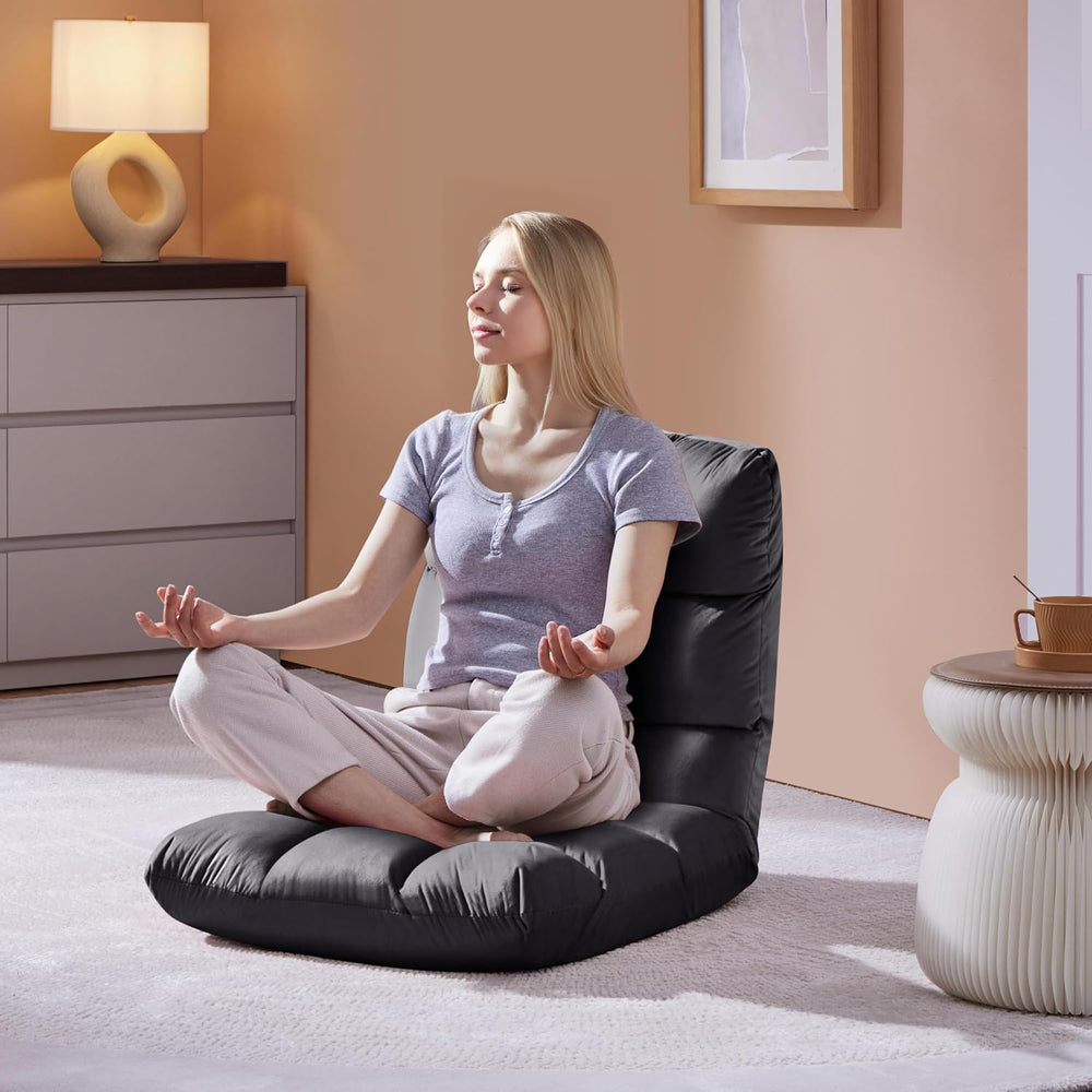 Yaheetech 14-Position Folding Floor Chair with Adjustable Back Support Gray |...
