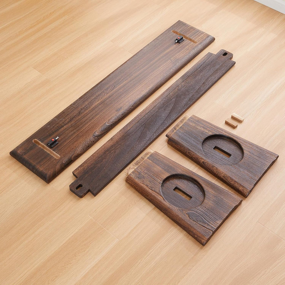 Farmhouse Skinny Narrow Entryway Bench, Rustic Dark Brown Wood | Multi‑purpos...