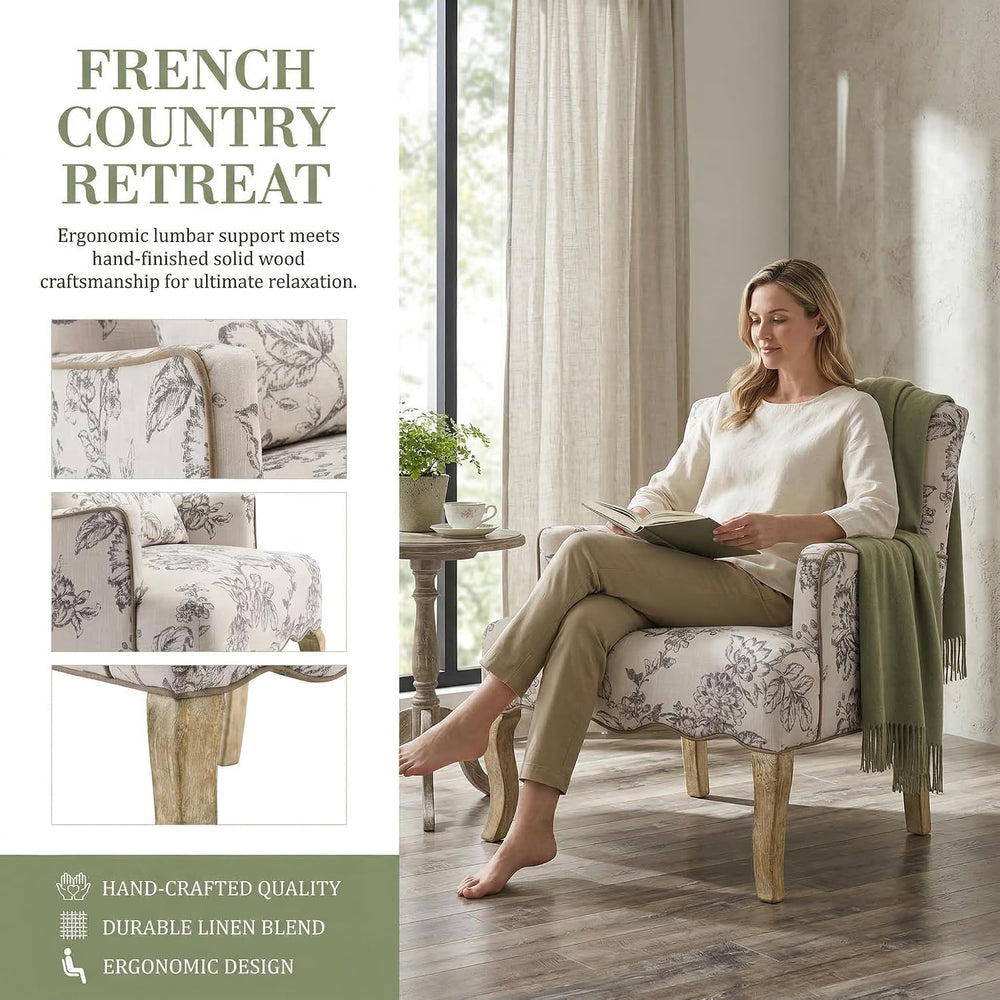 Floral Accent Chair Set of 2 Rustic Farmhouse Bedroom Chair Comfy