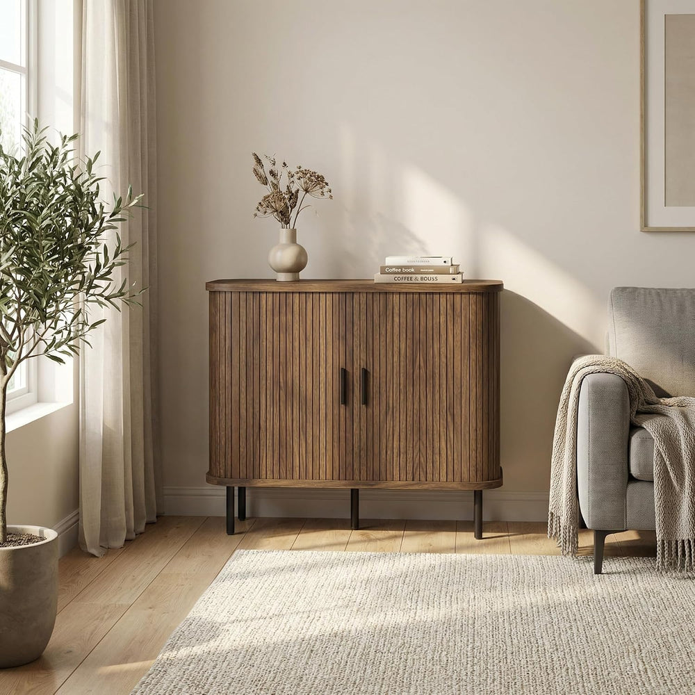 HOMCOM 35.4" Sideboard Buffet Cabinet with Storage, Nordic Coffee Bar Ca...