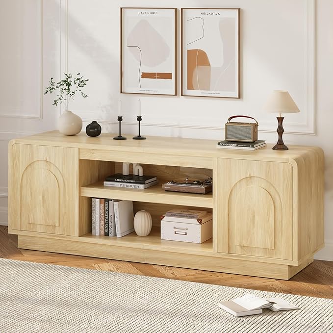 Bestier 63" Mid Century Modern TV Stand for Living Room, Wood Media Cons...