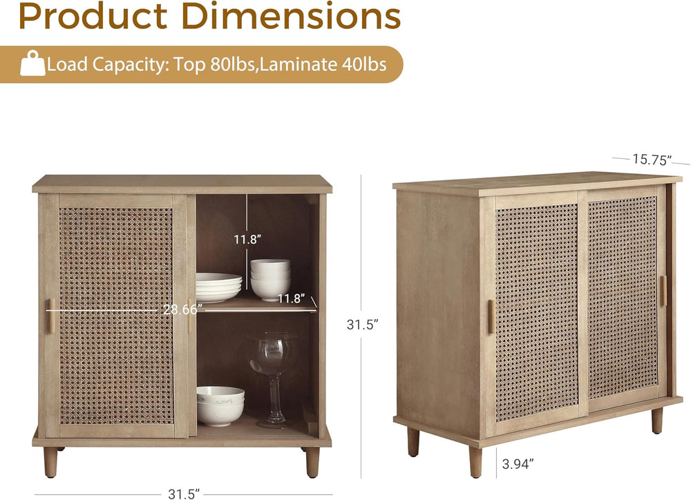 Fat Ant Sideboard Buffet Storage Cabinet, Rattan Credenza Buffet Table, Boho ...