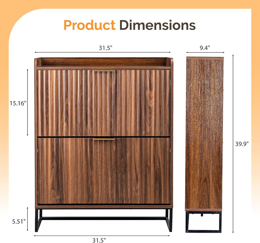 VINGLI Fluted Shoe Cabinet Storage for Entryway,Hidden Shoes Storage Cabinet ...