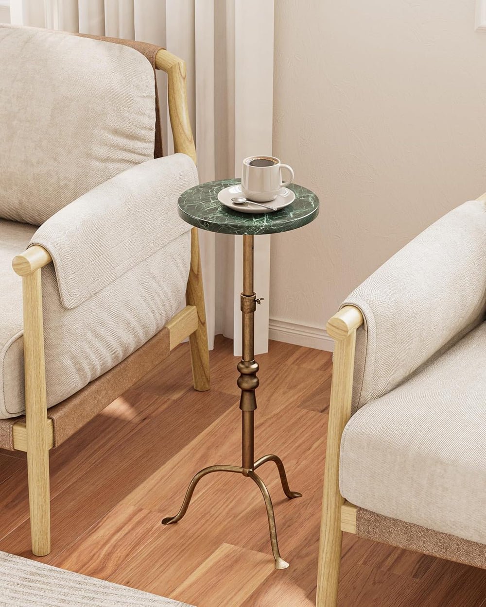 Adjustable Height Round Pedestal Table - 22-30 Inch, Modern Martini Cocktail ...