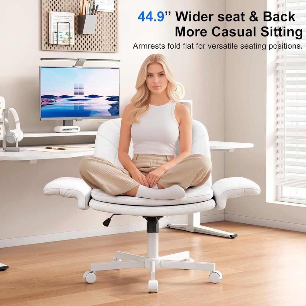 Misolant Criss Cross Chair with Armrests & Wheels for Cross-Legged Sittin...