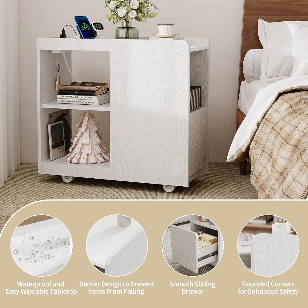 IDEALHOUSE Side Table with Wheels