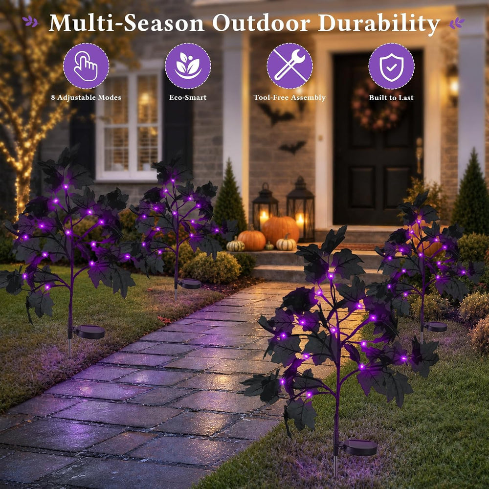 4 Pack Solar Halloween Outdoor Decorations Fall Solar Stake Lights
