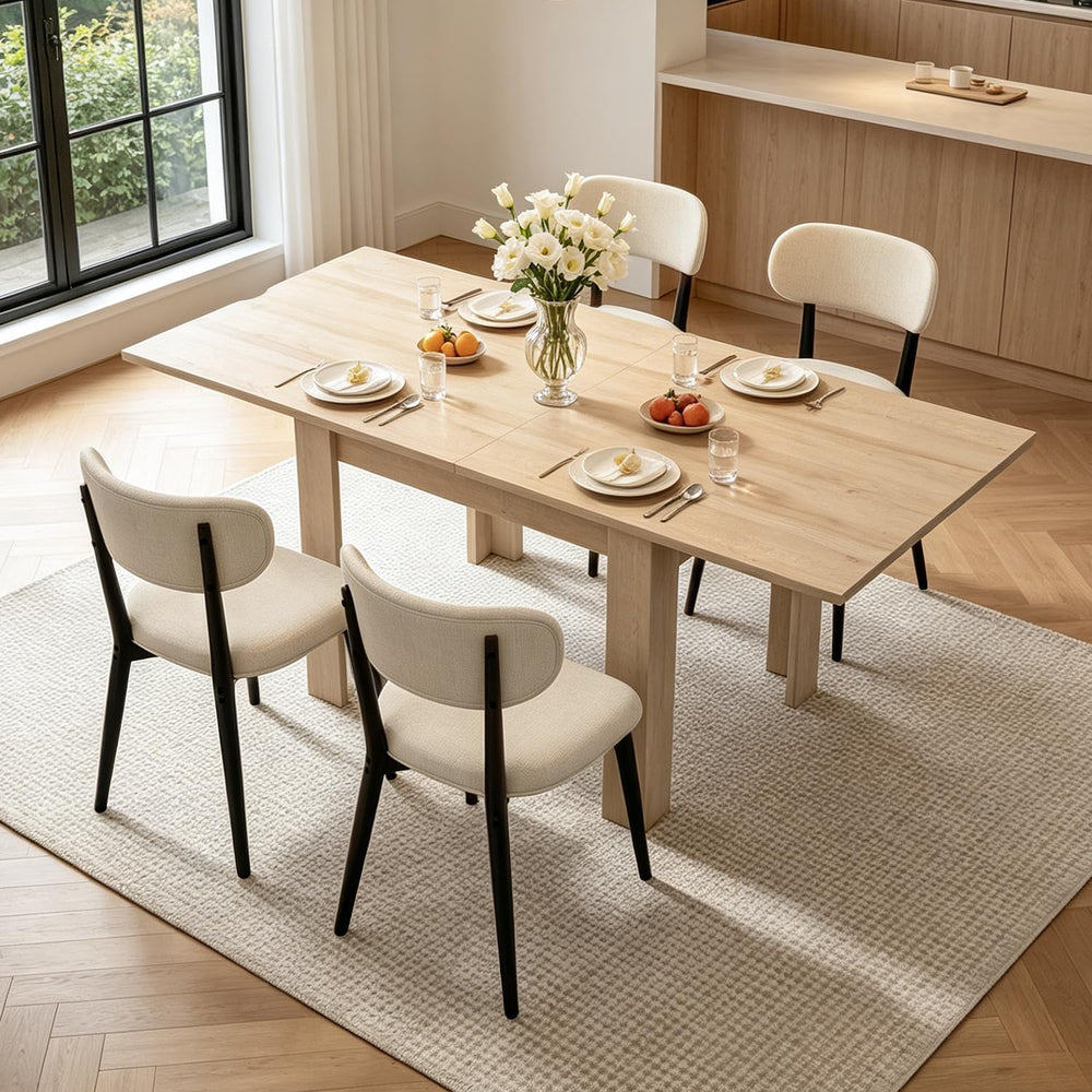 31.5"-63" Folding Dining Table Set for 4, Drop Leaf Table and Chairs