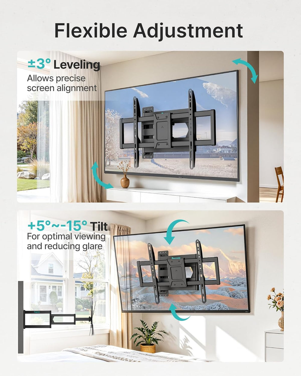 Pegzone Long Arm TV Wall Mount for 37-86 Inch TVs, 38 Inch Extra Long Extensi...