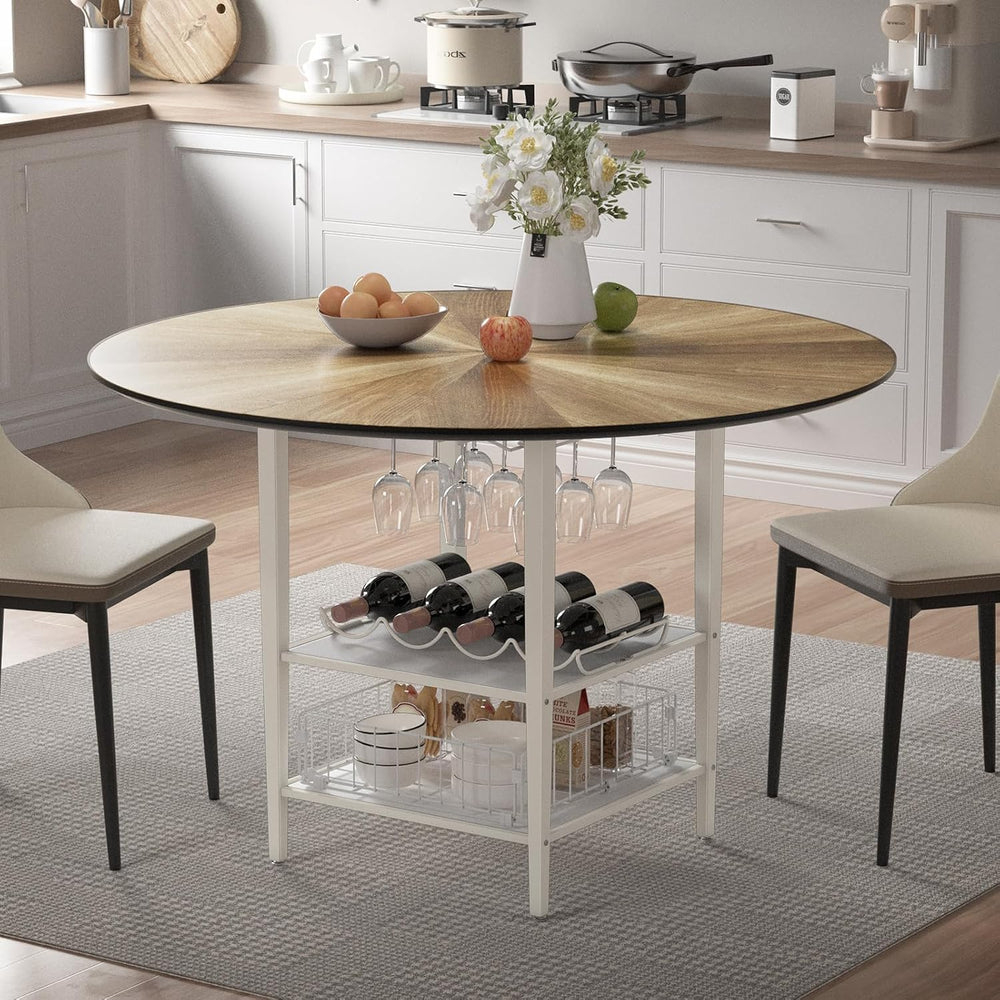 VFK 47'' Round Dining Table Set for 4-6, Farmhouse Kitchen Table with...