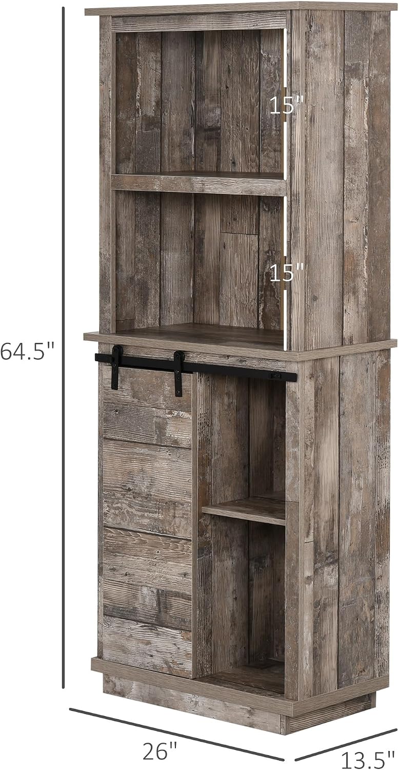 Freestanding Rustic Kitchen Buffet Cabinet, Pantry Storage Cabinet with Slidi...