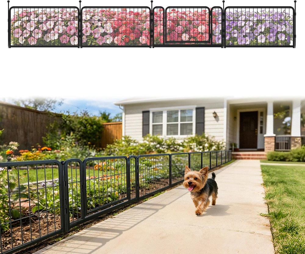 FXW No Dig Garden Fence, Outdoor for Yard, 17in(H) x 9.8ft(L), 4 Panels
