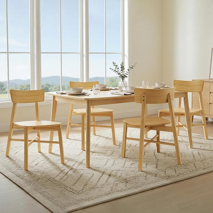 CHITA Soild Wood Dining Chairs Set of 2, Mid Century Modern Oak Wood Kitchen ...