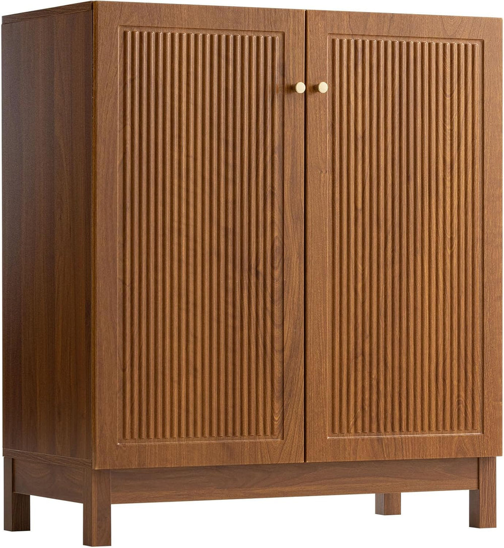 SUNBURY Fluted Cabinet with Storage, Mid Century Modern Accent Cabinet with 2...