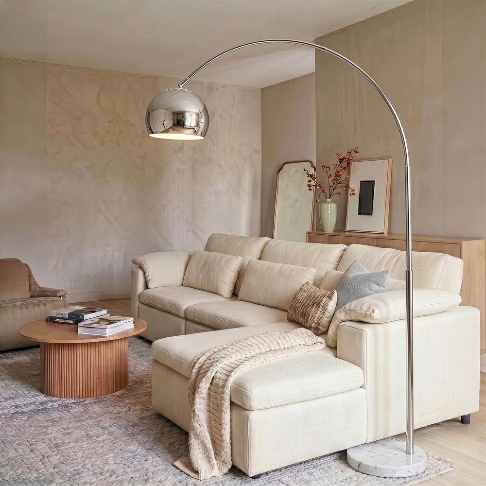 Brightech Olivia Floor Lamp - Chic Arc Lamp with Rounded Spolight Head and Ma...