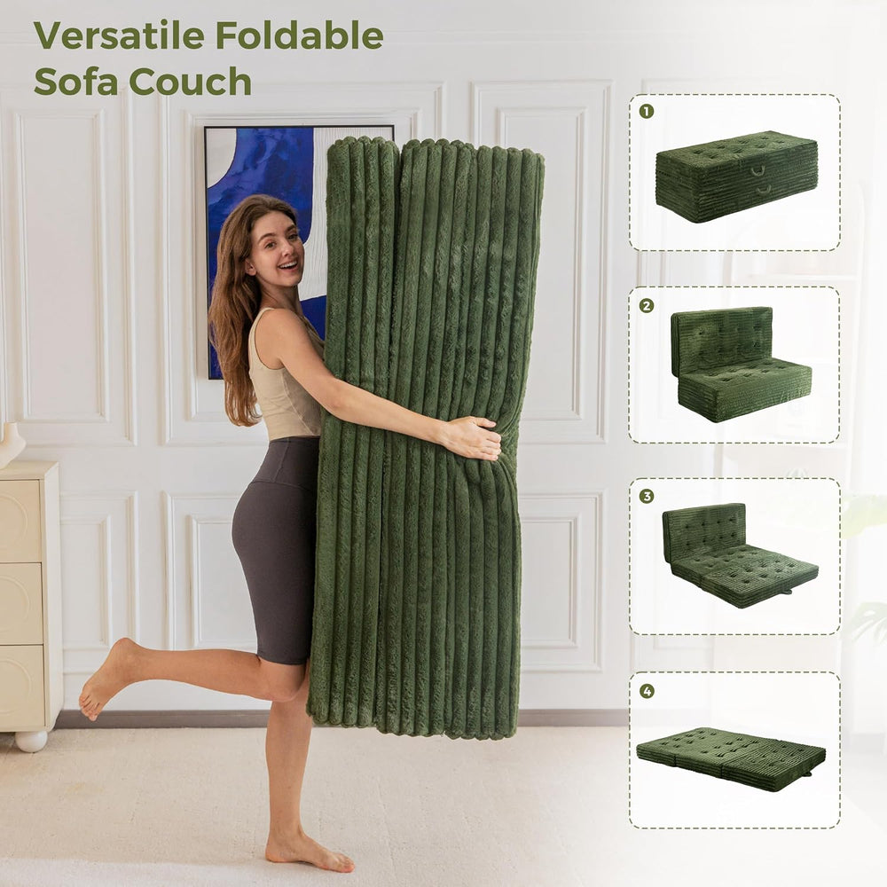 MAXYOYO Floor Sofa Couch, 6 Inch Tri-Fold Floor Sofa Bed, Folding Mattress wi...