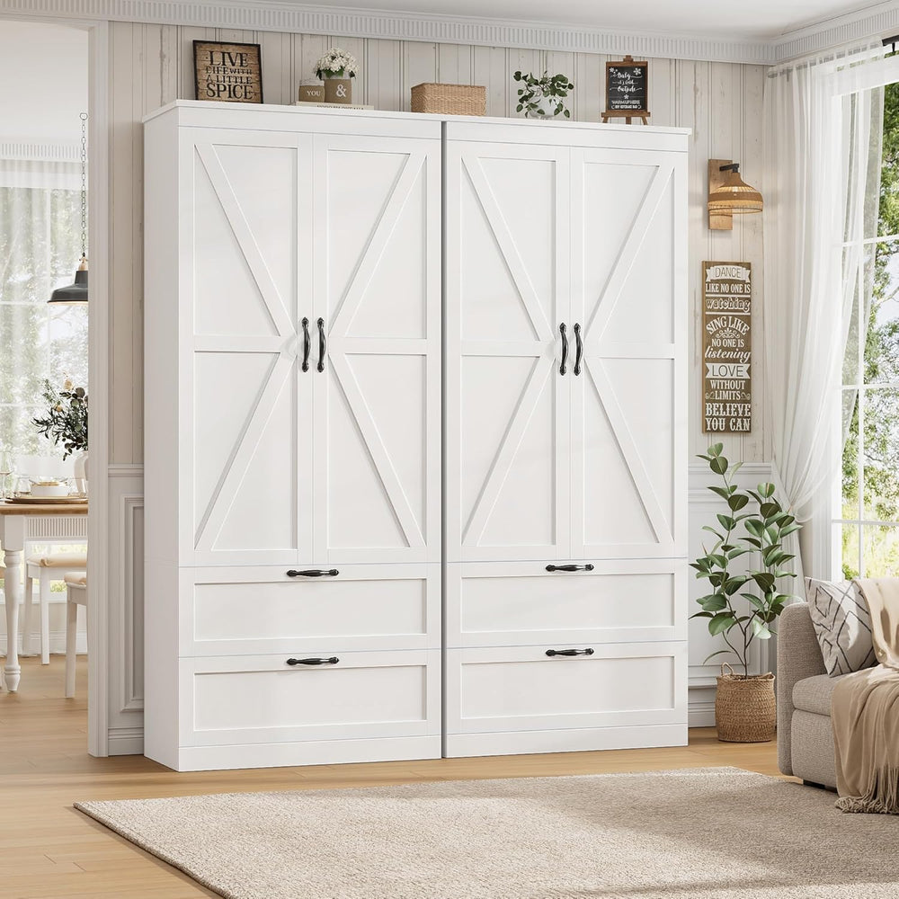 HOSTACK 70" Kitchen Pantry Storage Cabinet, Farmhouse Pantry Cabinet, Wh...