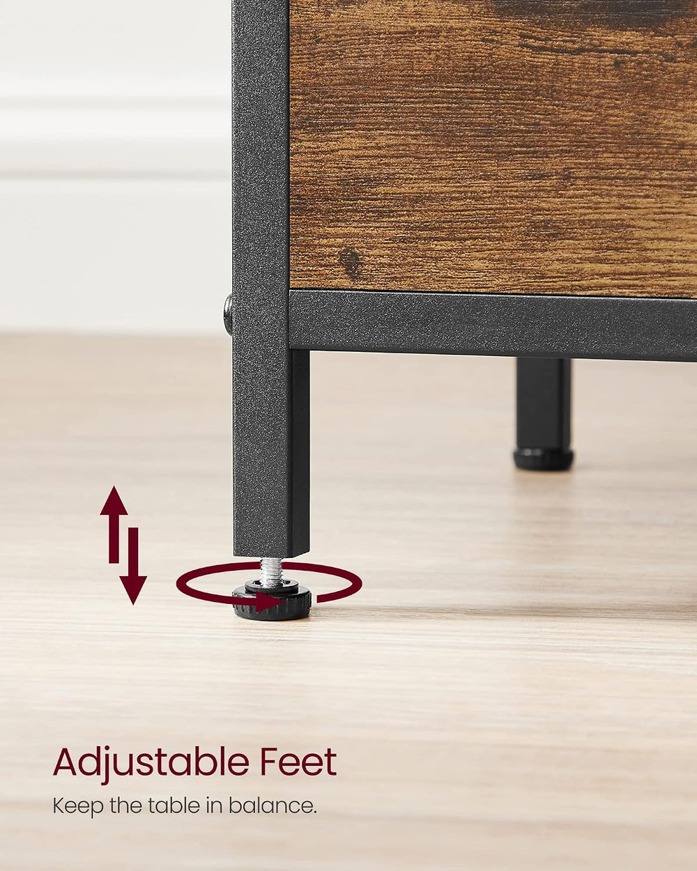 VASAGLE Nightstand, 24-Inch Tall Side Table with 2 Fabric Drawers and Storage...