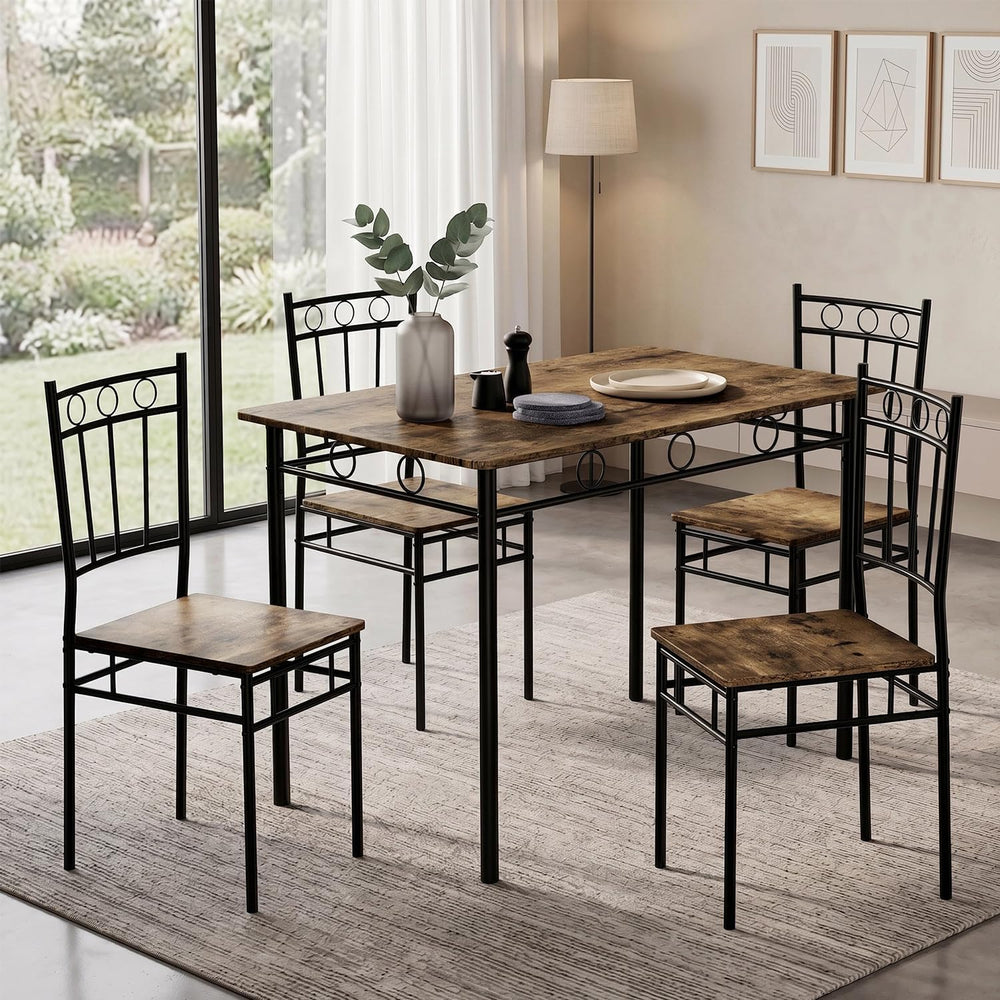 Vipbear Kitchen Dining Table Set for 4, 5-Piece Kitchen Table Set,Dining Room...
