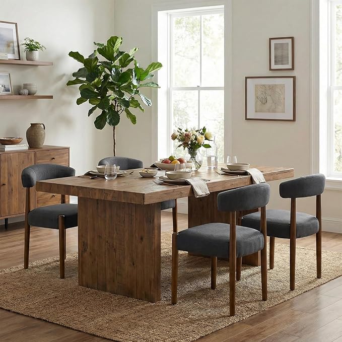 VKNOW Wooden Dining Chairs Set of 2, Modern Upholstered Dining Room Chairs wi...