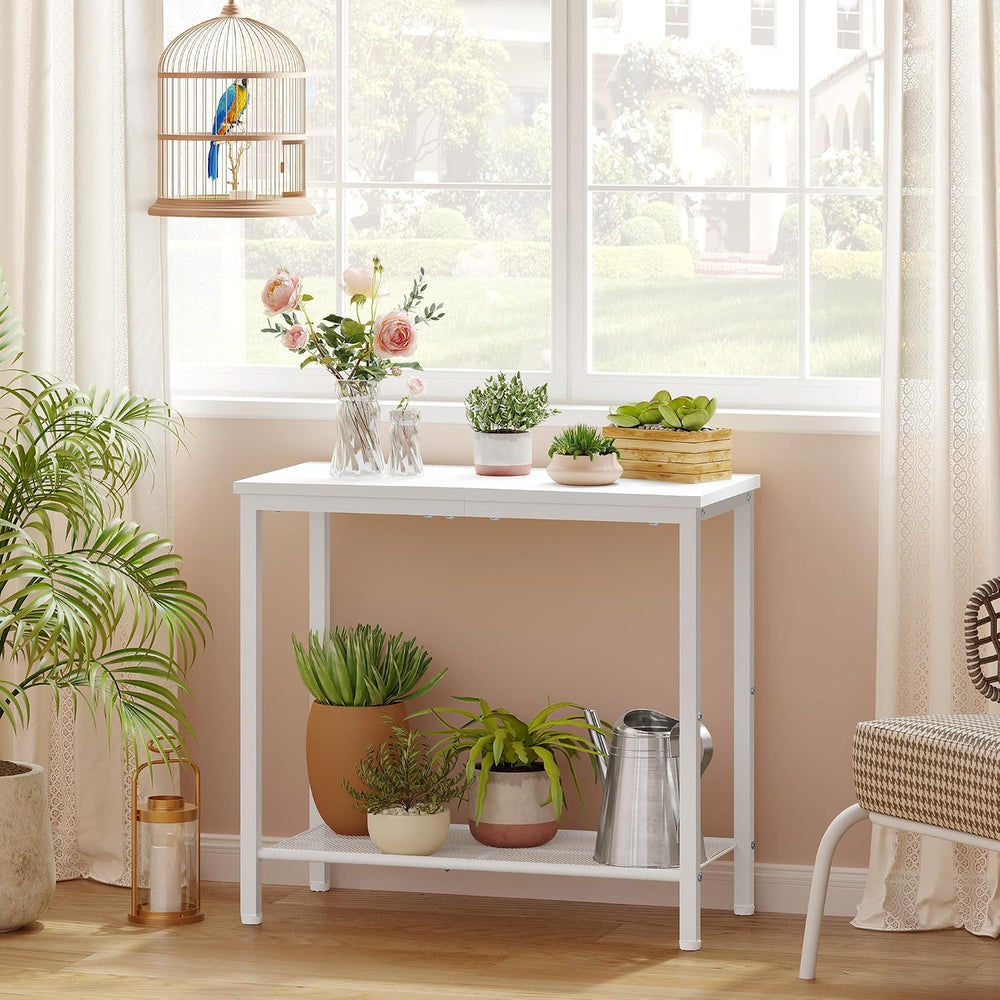 Hoctieon 2 Tier End Table, Sofa Side Table, Narrow Side Table with Storage, S...