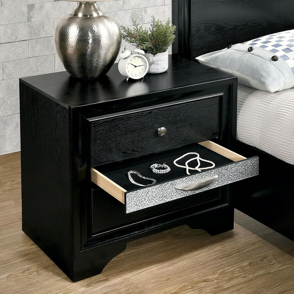 3 Drawers Nightstand with Pewter Round Knobs,for Small Spaces