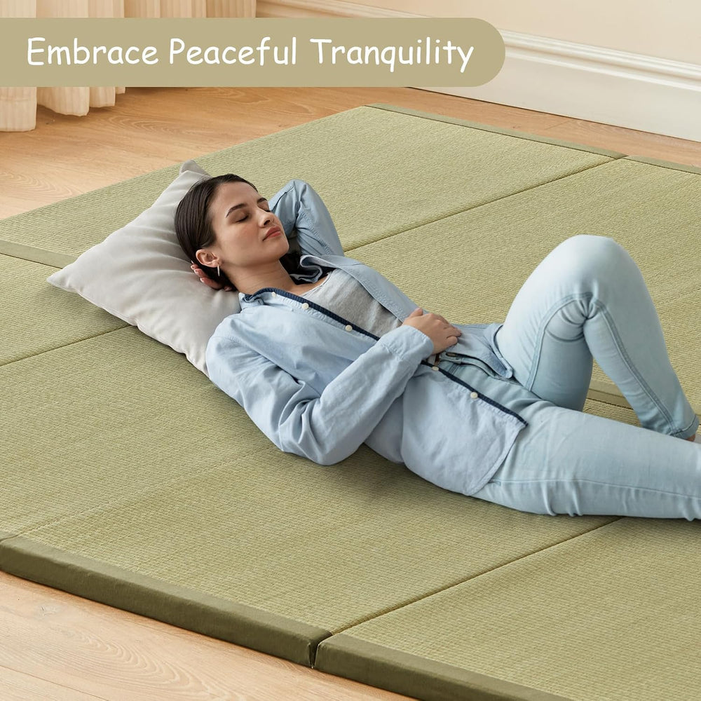 HAGiHARA Japanese Tatami Mat, Folding Rush Grass Floor Mattress | Extra Long ...