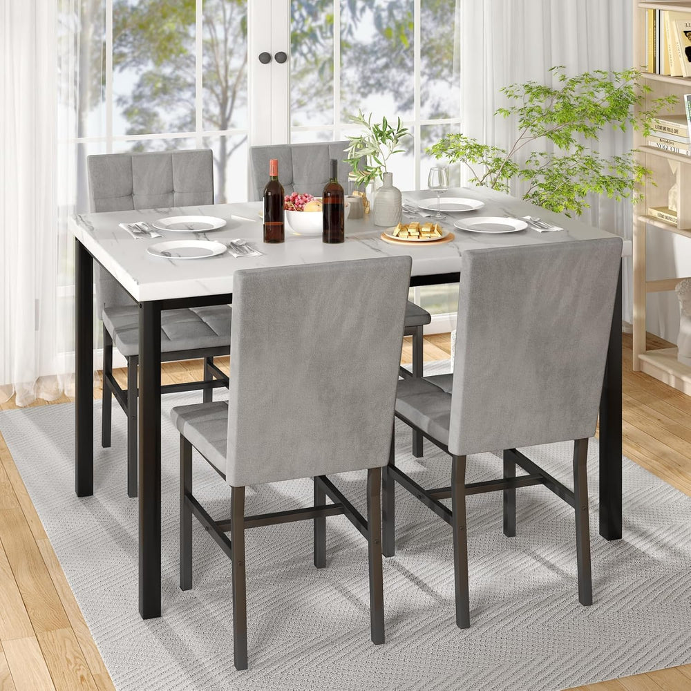 Hooseng Dining Room Table Set 5 Piece Dining Table Set Marble Dining Table 4 ...